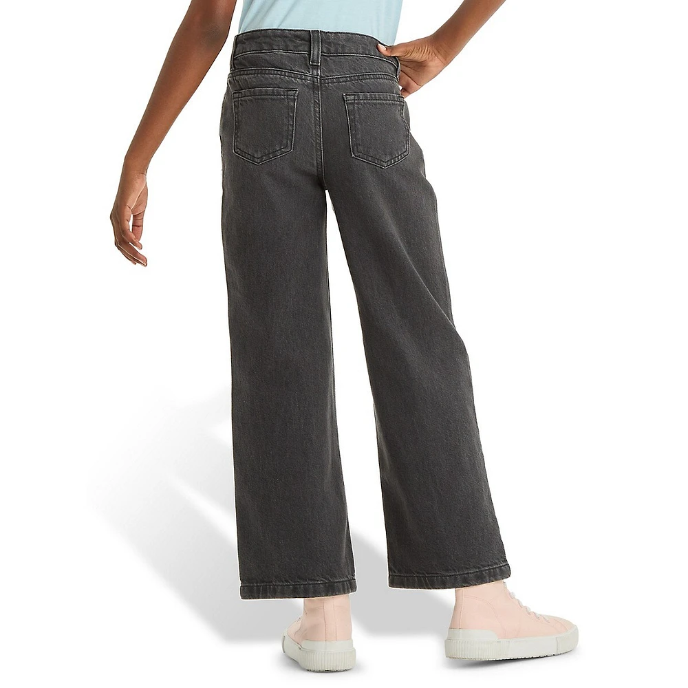 Girl's Recycled Cotton Wide-Leg Jeans