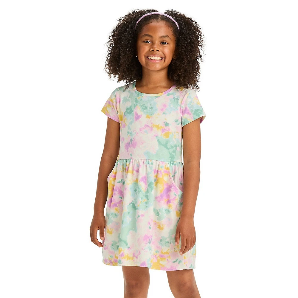 Girl's Tie-Dye Short-Sleeve Dress