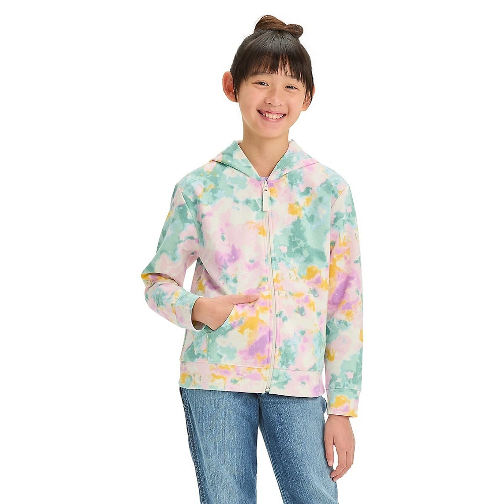 Girl's Tie-Dye Zip-Up Fleece Hoodie