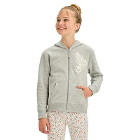 Girl's Butterfly' Zip-Up Fleece Hoodie