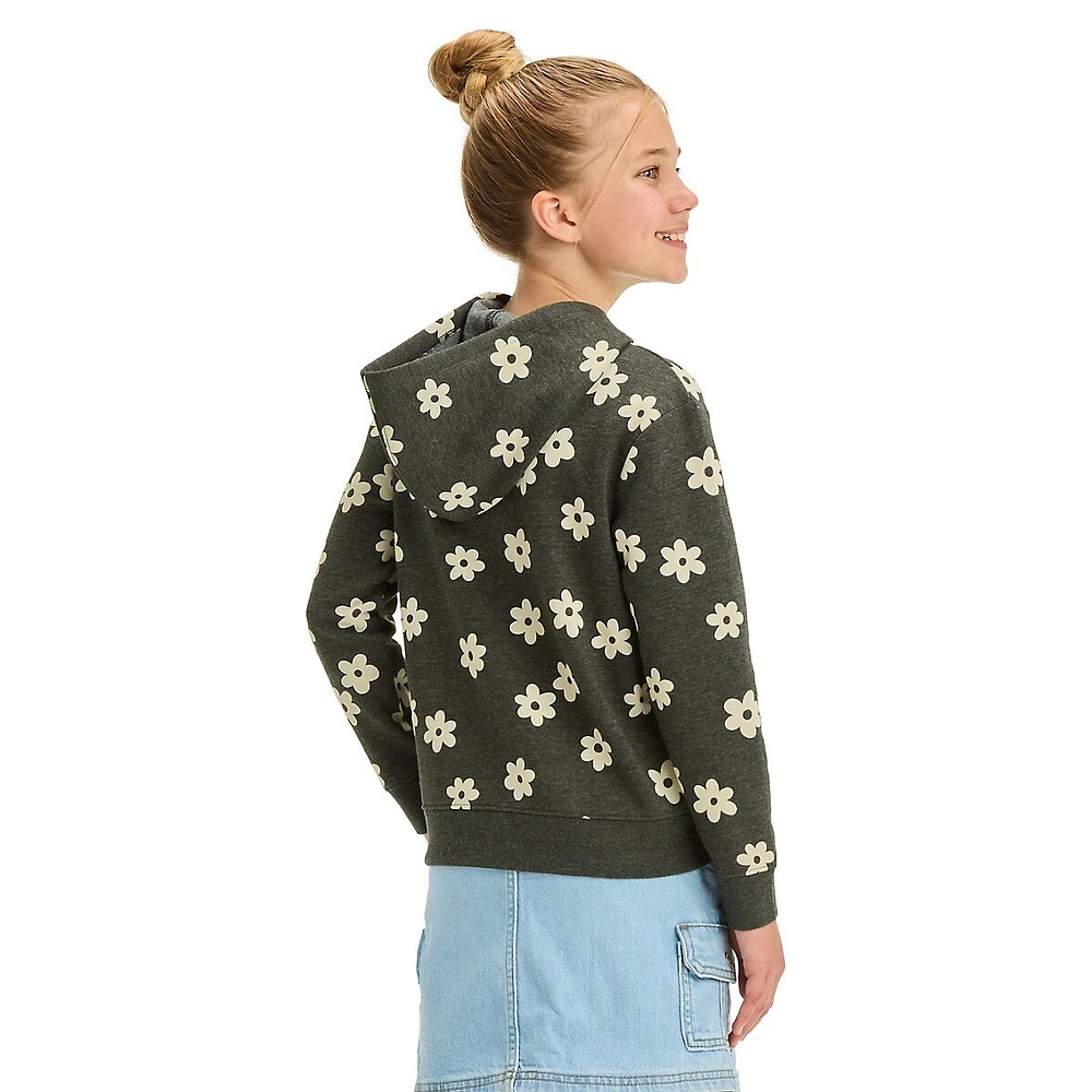 Girl's Daisy Zip-Up Fleece Hoodie