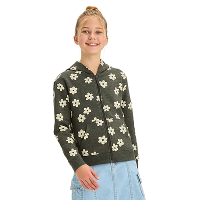 Girl's Daisy Zip-Up Fleece Hoodie