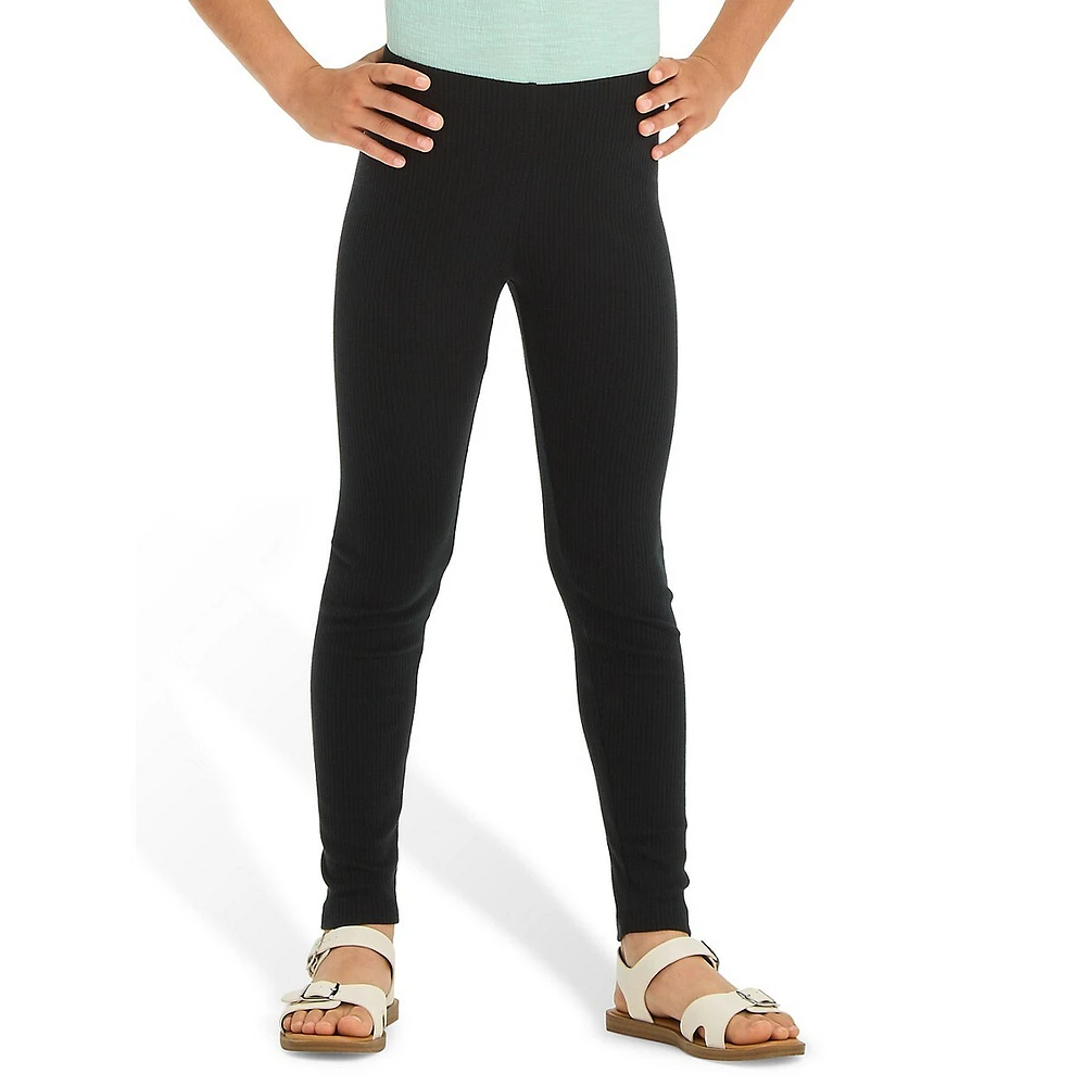 Girl's Solid Ribbed Leggings