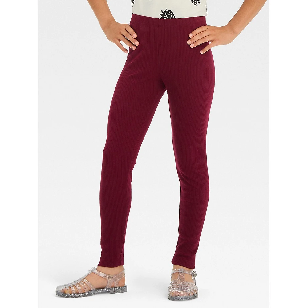 Girls' Solid Ribbed Leggings