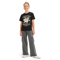 Girl's French Terry Wide-Leg Cargo Pants