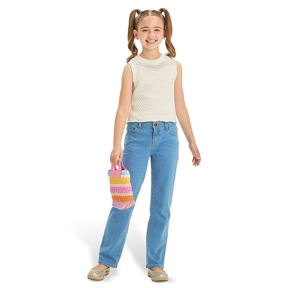 Girl's Mid-Rise Straight Jeans