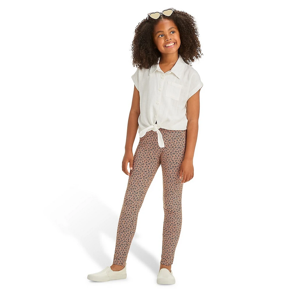 Girl's Mini Leopard-Print Leggings