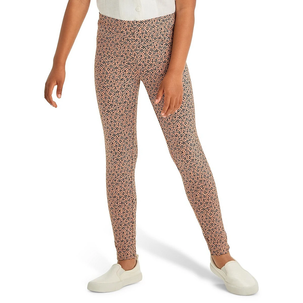 Girl's Mini Leopard-Print Leggings