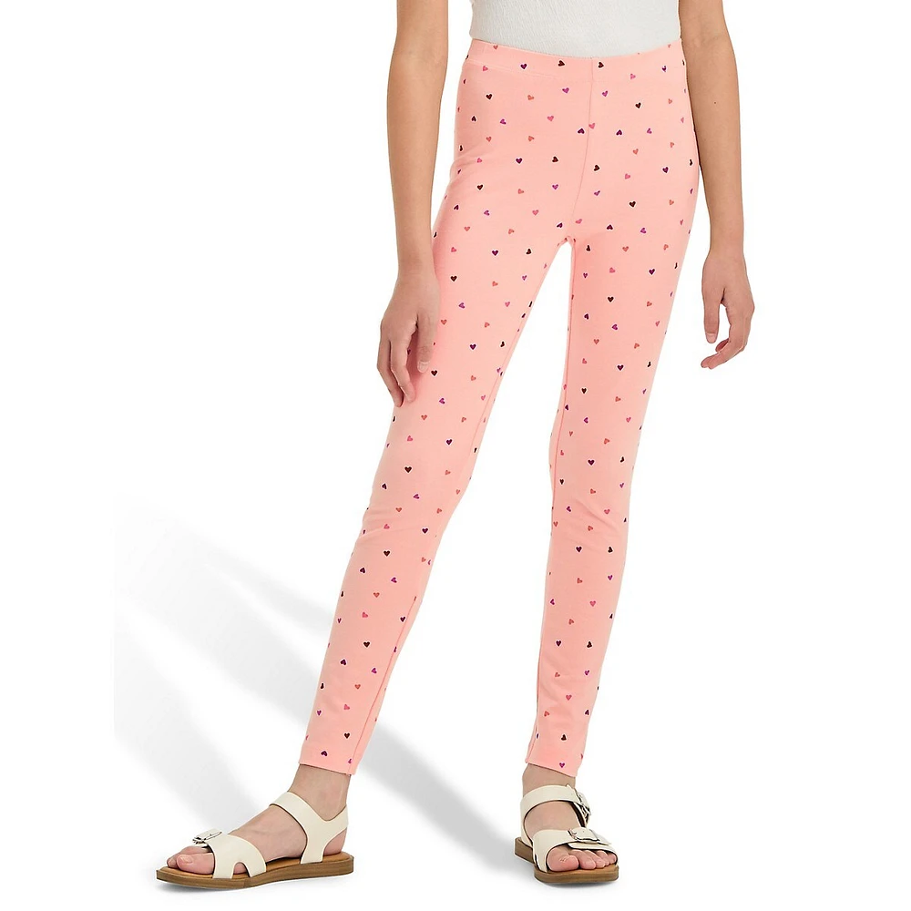 Girl's Mini Heart-Print Leggings