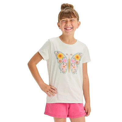 Girl's Embroidered Butterfly Graphic T-Shirt