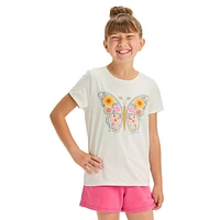 Girl's Embroidered Butterfly Graphic T-Shirt