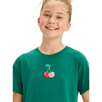 Girl's Cherries-Graphic Drop-Shoulder Boxy T-Shirt