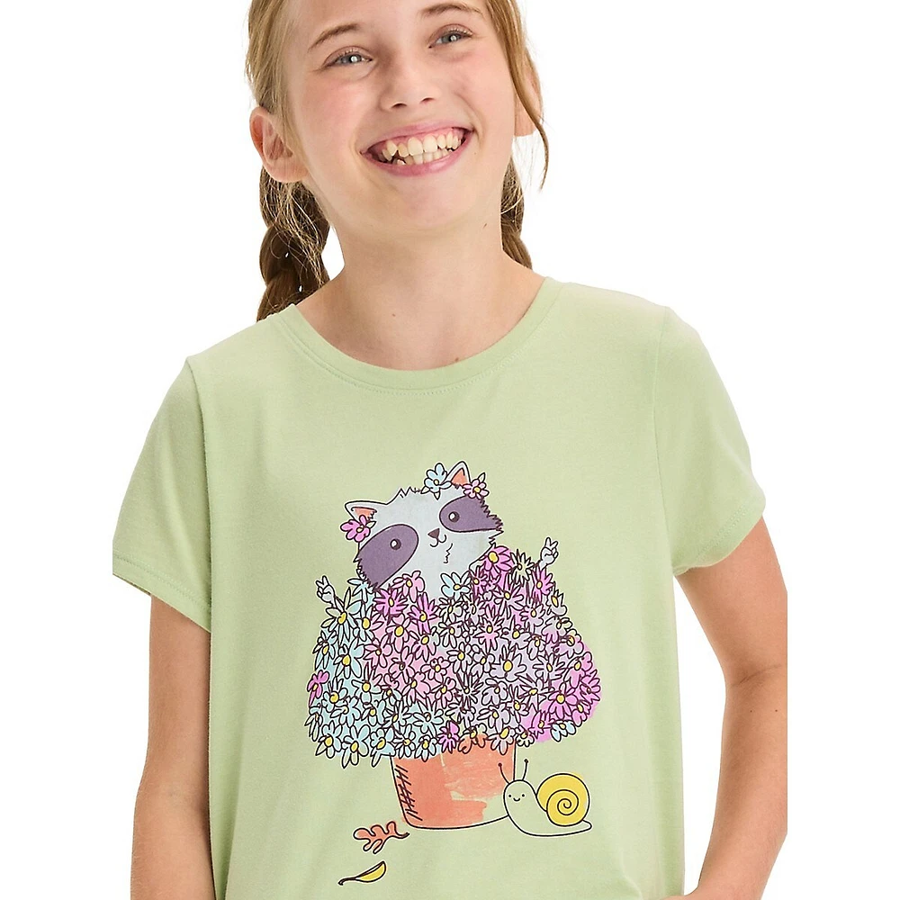 T-shirt graphique Mum Pot raton laveur pour fille
