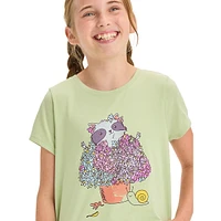 Girl's Raccoon Mum Pot Graphic T-Shirt