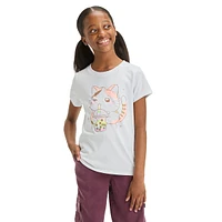 Girl's Boba Tea Cat Graphic T-Shirt