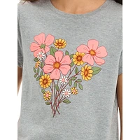 T-shirt graphique à fleurs pour fille