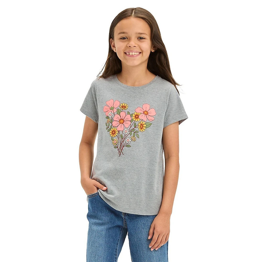 Girl's Flowers Graphic T-Shirt