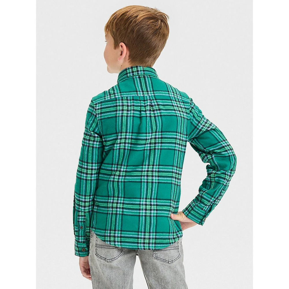 Boy's Flannel Long-Sleeve Button-Down Shirt