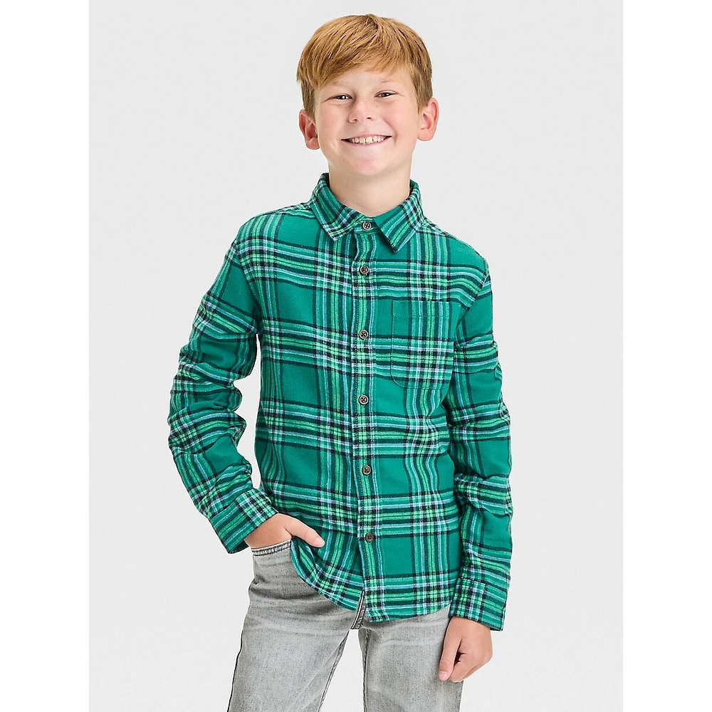 Boy's Flannel Long-Sleeve Button-Down Shirt