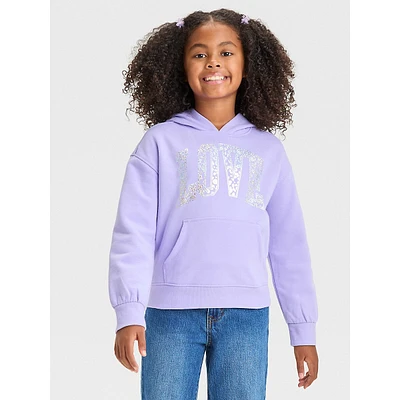 Girls's Love Graphic Fleece Pullover Hoodie