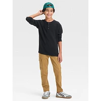 Boy's Long-Sleeve Textured Henley Shirt