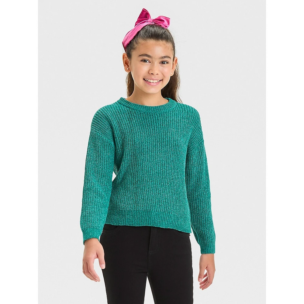 Girl's Pullover Chenille Sweater