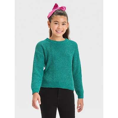 Girl's Pullover Chenille Sweater