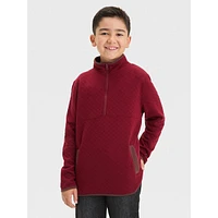 Boys' Quarter-Zip Quilted Mockneck Pullover