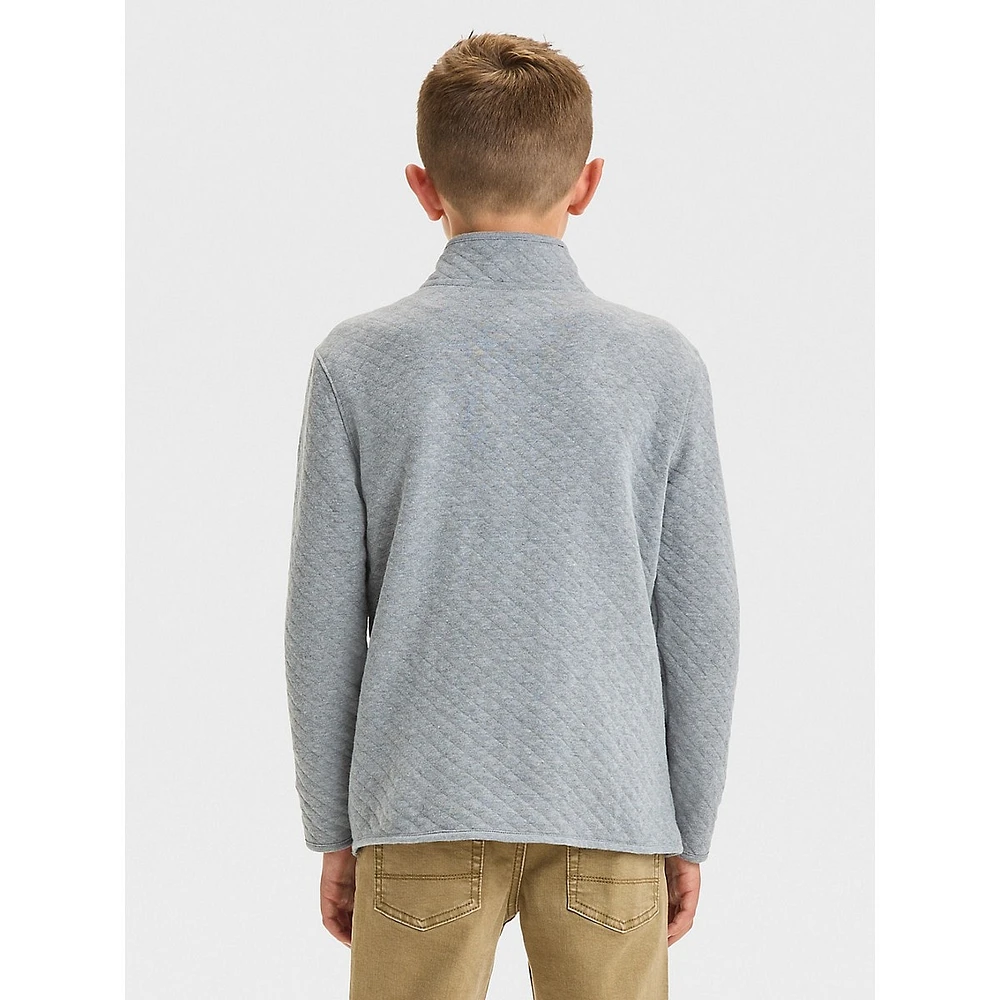 Boy's Quilted Half-Zip Mockneck Pullover