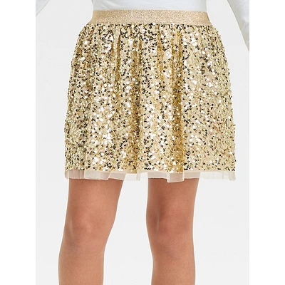 Girl's Sequin-Knit Pull-On Mini Skirt