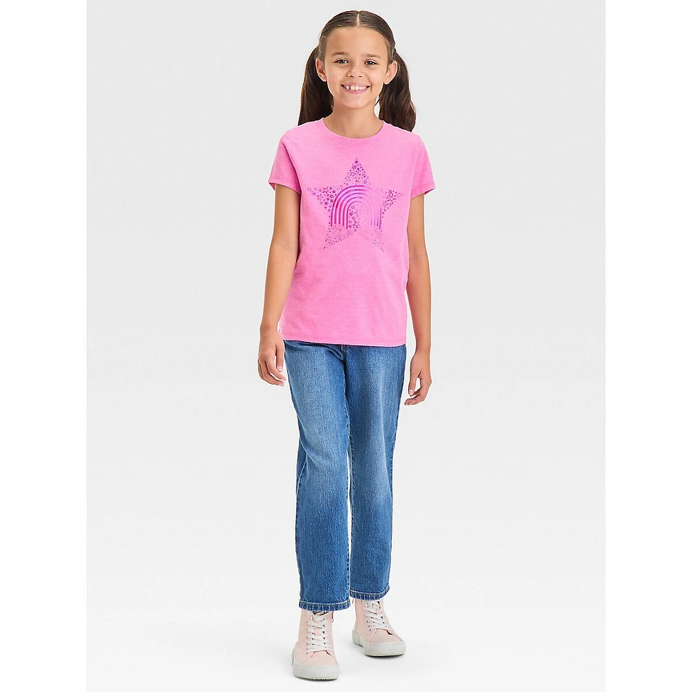 Girl's Rainbow Star Graphic T-Shirt