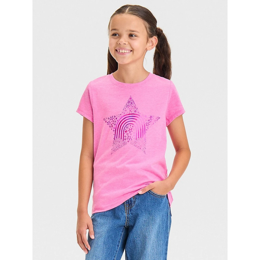 Girl's Rainbow Star Graphic T-Shirt