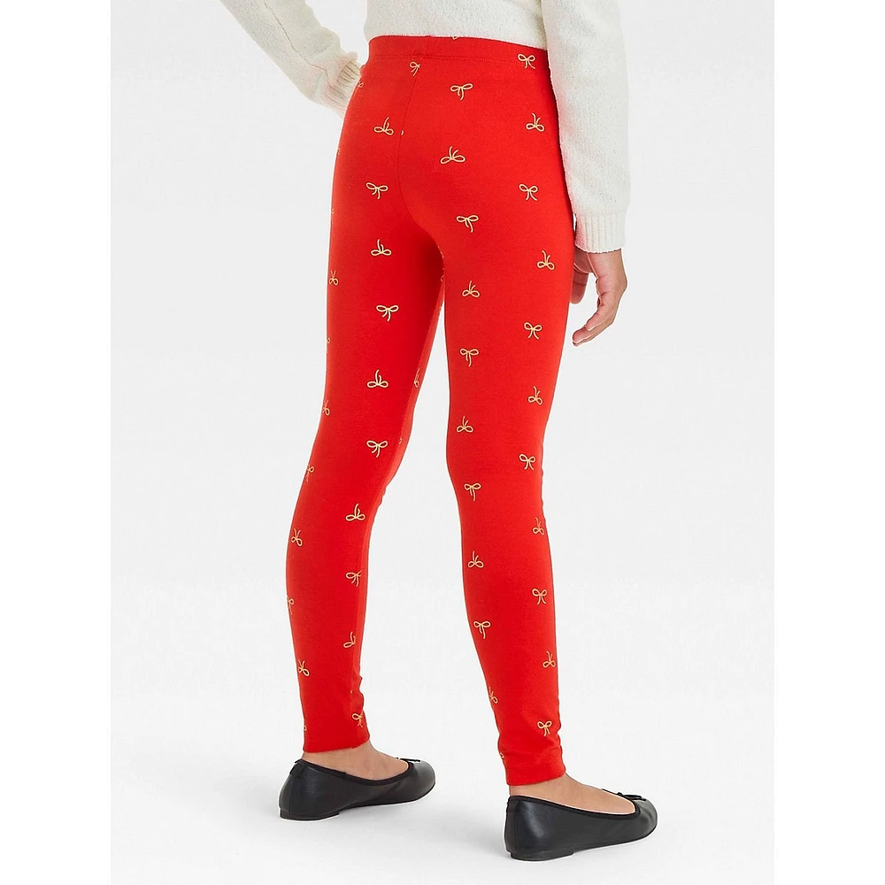 Girl's Bow-Print Leggings