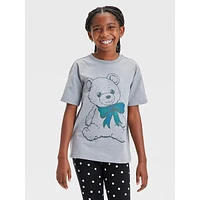 Girl's Oversized Boxy Teddy Bear Graphic T-Shirt