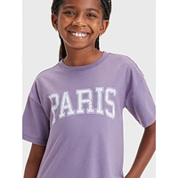 Girl's Oversized Boxy Paris Graphic T-Shirt