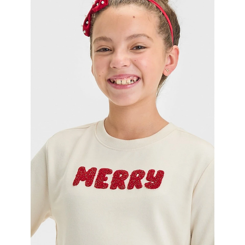 Girl's French Terry 'Merry' Sweatshirt