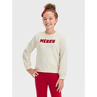 Girl's French Terry 'Merry' Sweatshirt