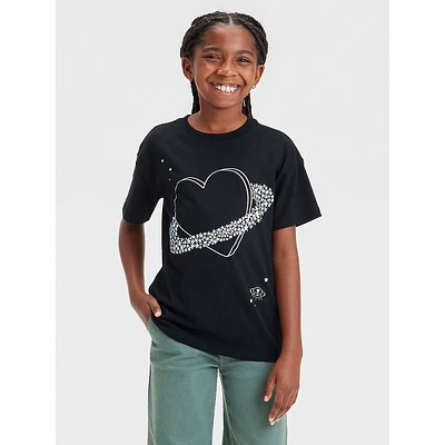 Girl's Heart Planet Oversized Graphic T-Shirt