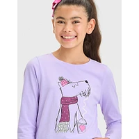 Girl's 'Winter Pup' Long-Sleeve T-Shirt