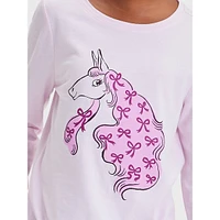 Girl's 'Horse & Bows' Long-Sleeve T-Shirt