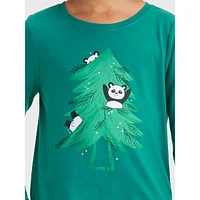 Girl's 'Pandas & Christmas Tree' Long-Sleeve T-Shirt