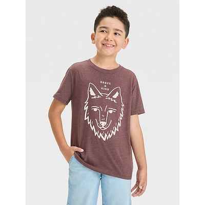 Boy's Wolf Brave And Kind Graphic T-Shirt