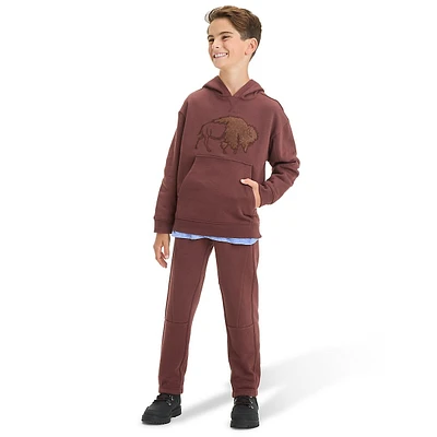 Boy's Embroidered Buffalo Fleece Pullover Hoodie