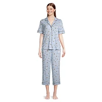 2-Piece Short-Sleeve Shirt & Capris Stretch Pyjama Set