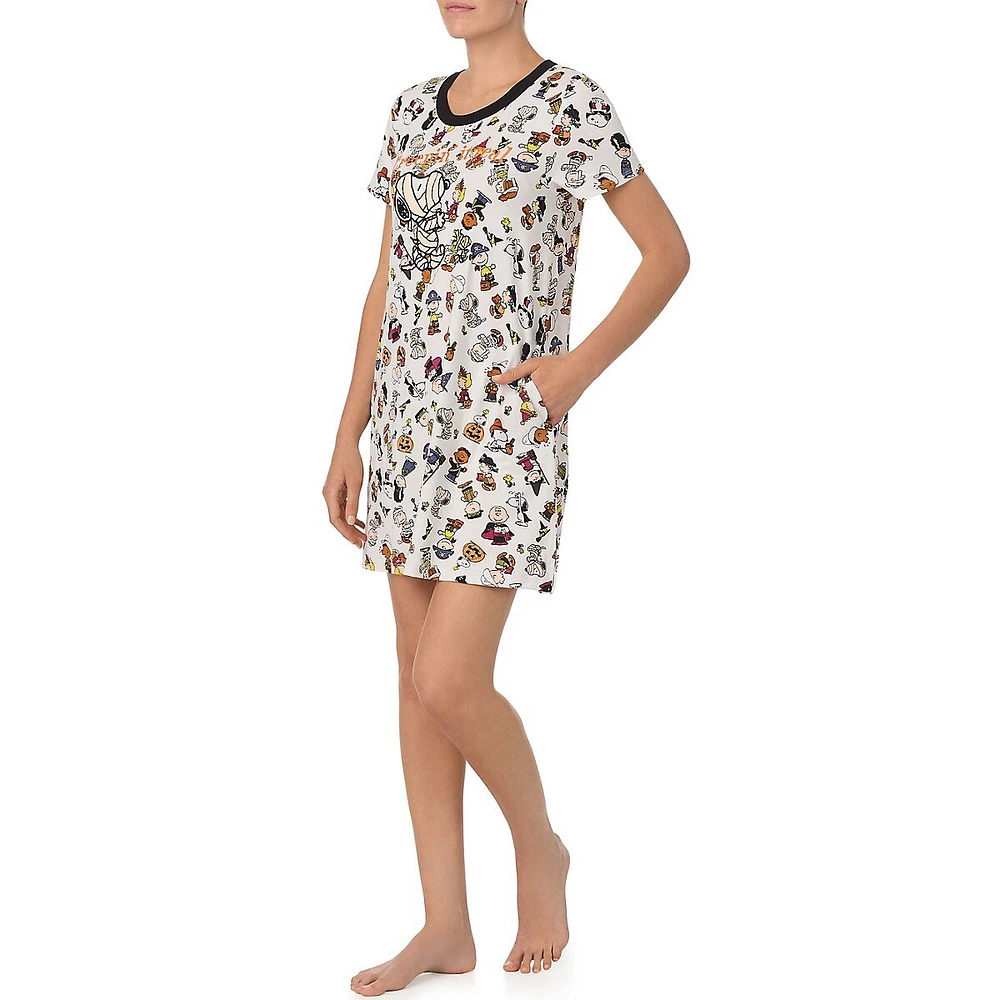 Halloween-Print Short-Sleeve Sleepshirt