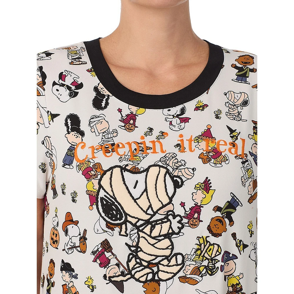 Halloween-Print Short-Sleeve Sleepshirt