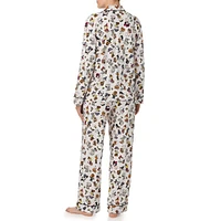 2-Piece Halloween-Print Notched Top & Pants Pyjama Set