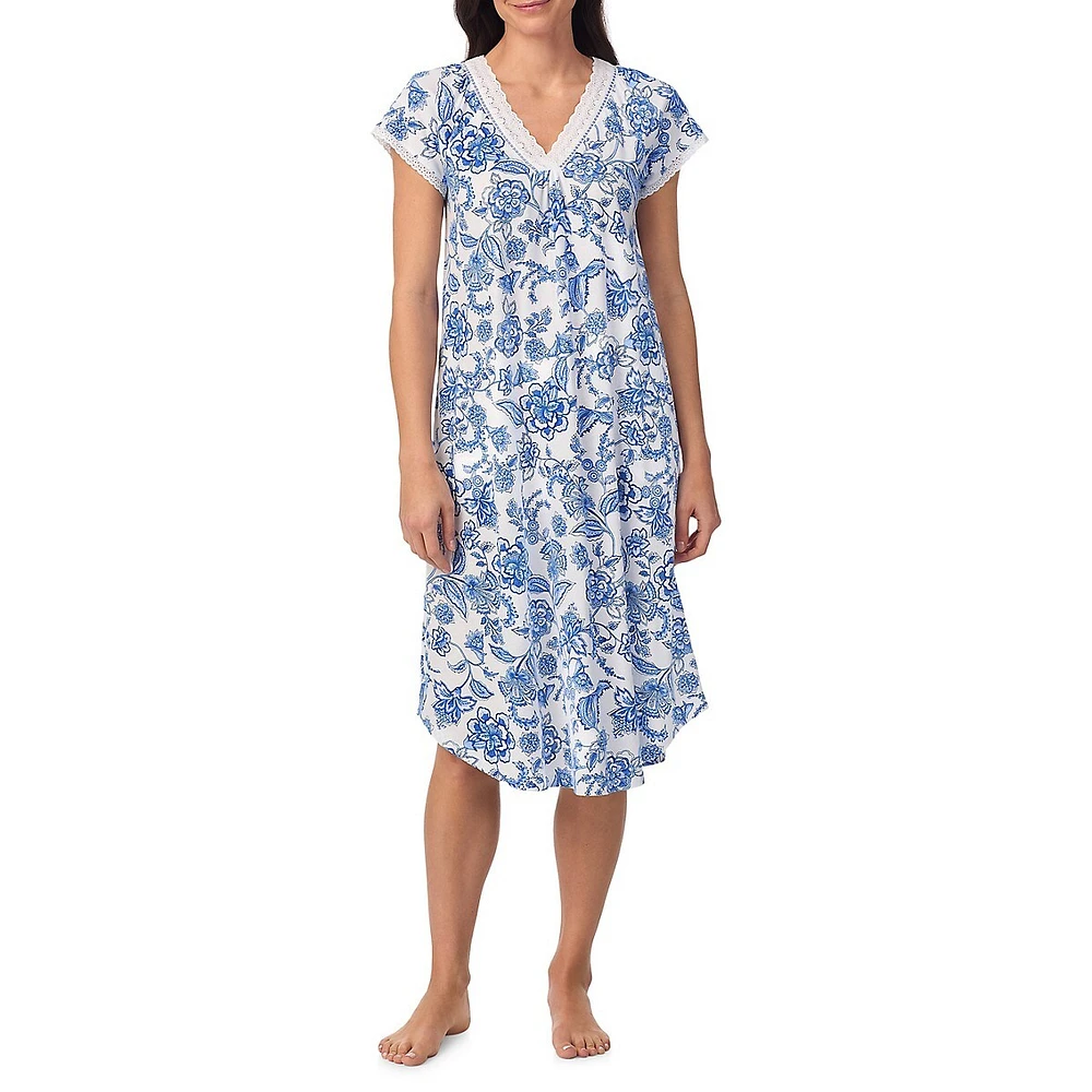 Floral Vine-Print Nightgown