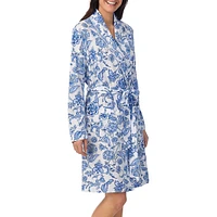 Floral Vine-Print Wrap Robe