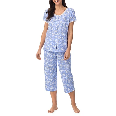 2-Piece Floral Top & Capri Pants Pyjama Set